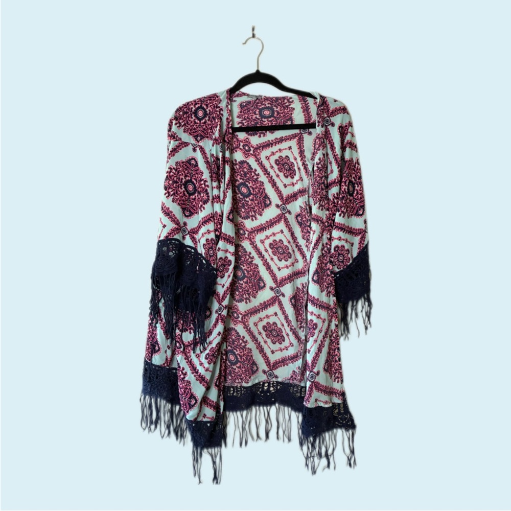 Charlotte Russe blue and pink swimsuit cover-up